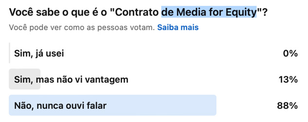 O que é contrato de Media for Equity